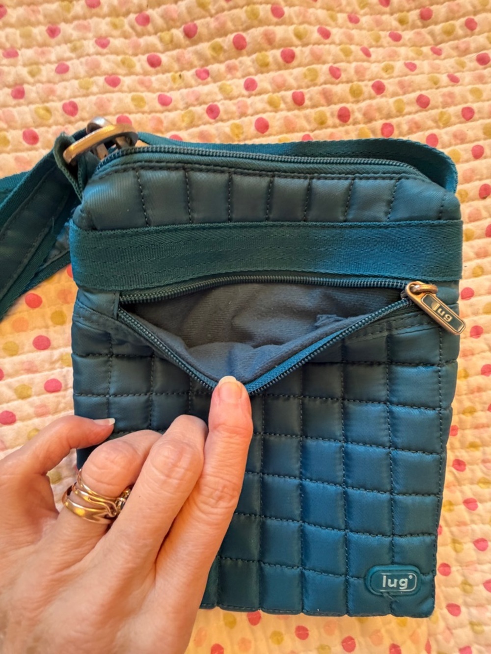 lug Quilted Crossbody Bag in Teal Blue-Great Condition - Picture 11 of 12